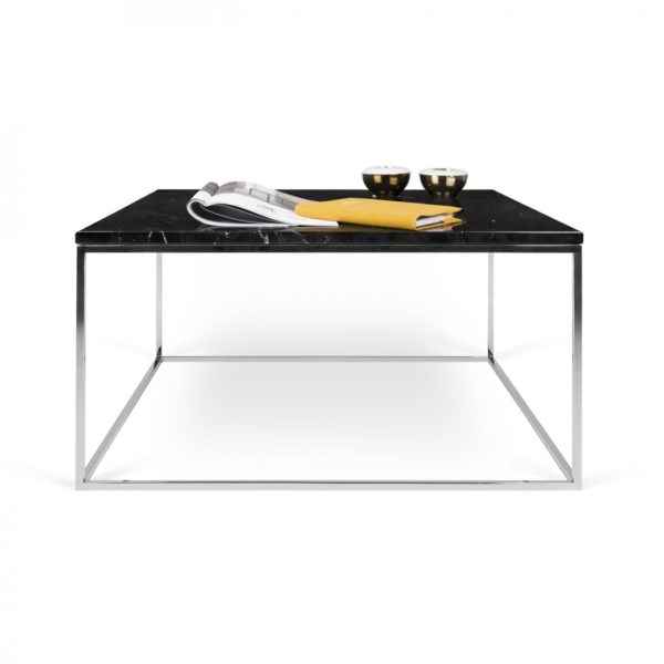 626203 Mesa de centro Prairie 75 mármol Marquina y metal cromado