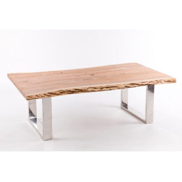 47013508 Mesa de centro de diseño rústico moderno135 acero y madera cantos irregulares