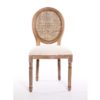 47012386 Silla de diseño clásico madera pátina blanca, asiento beige y respaldo ratán - Imagen 3
