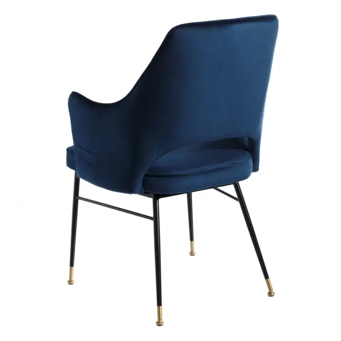 107957 Silla con reposabrazos diseño Art Decó metal y terciopelo color azul - Imagen 4