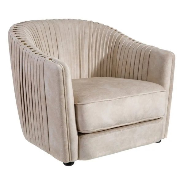 107903 Sillón de diseño LUXE 91 tejido beige y tachuelas