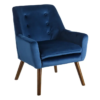 105584 Sillón estilo nórdico tela azul y patas altas de madera - Imagen 6