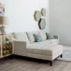 101260 Sofá chaise longue de diseño nórdico 310 con asiento tapizado en capitoné beige - Imagen 2