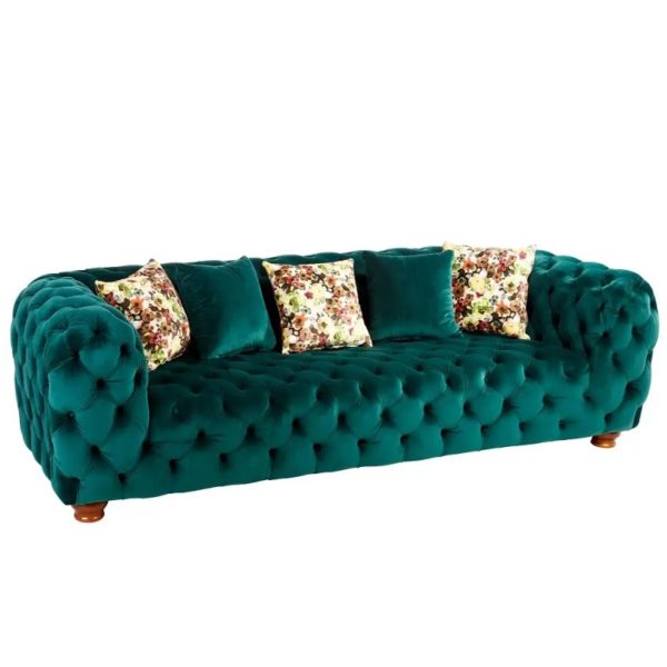 102008 Sofá de diseño clásico 250 capitoné verde