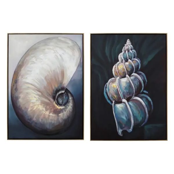 108810 Set de dos cuadros impresión CONCHAS 72x100 gris