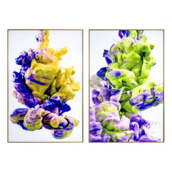 103672 Set de dos cuadros impresión ABSTRACTO 81x121 verde y lila
