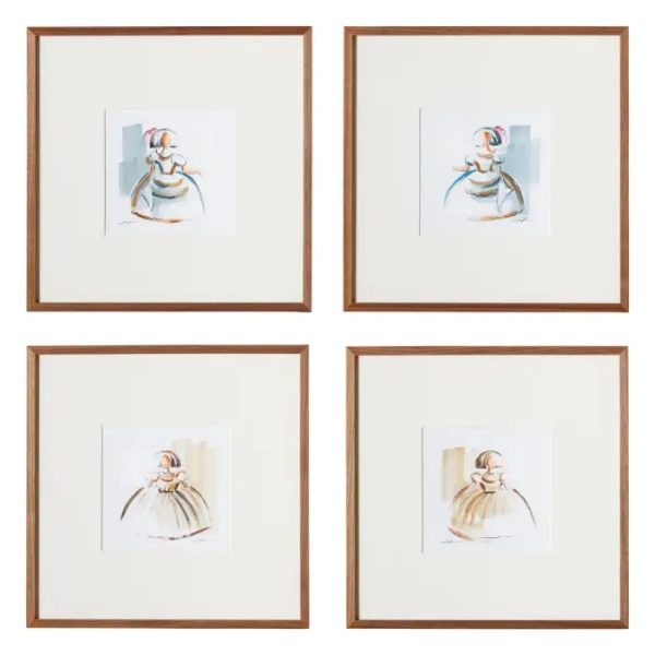 107816 Set de cuatro cuadros PINTURA MENINA 40x40 marrón
