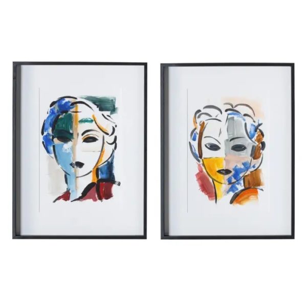 107819 Set de dos cuadros PINTURA ROSTRO 60x80 multicolor