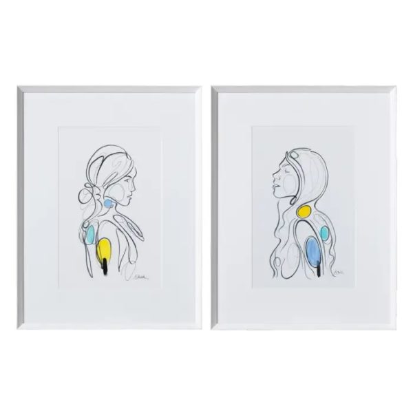 121371 Set de dos cuadros PINTURA MUJER 63x83 blanco y negro