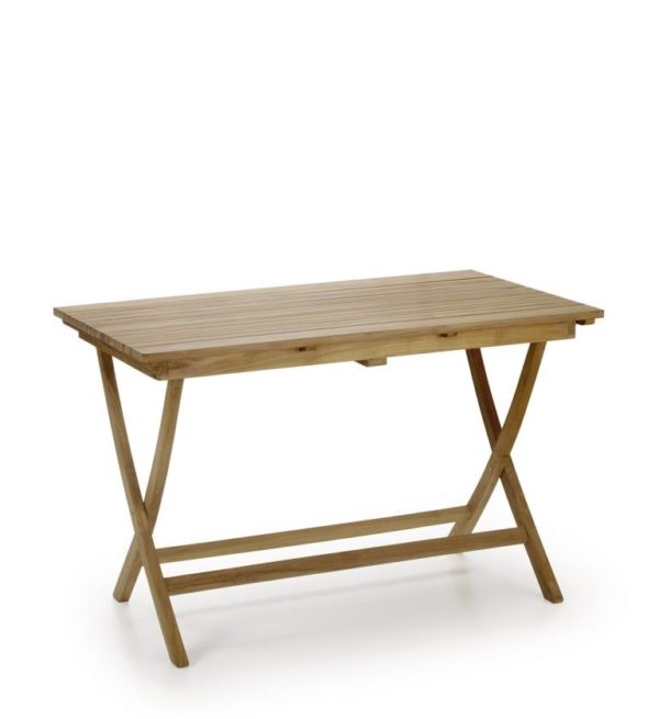 9127 Mesa rectangular plegable JARDÍN 120 para exterior hecho a mano en madera irregular