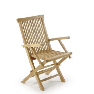 9101 Silla plegable con reposabrazos JARDÍN 90 para exterior hecha a mano en madera