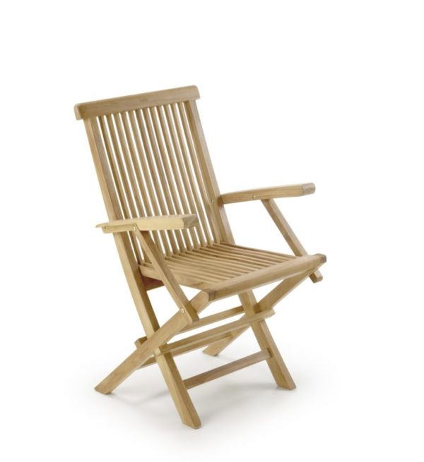 9101 Silla plegable con reposabrazos JARDÍN 90 para exterior hecha a mano en madera