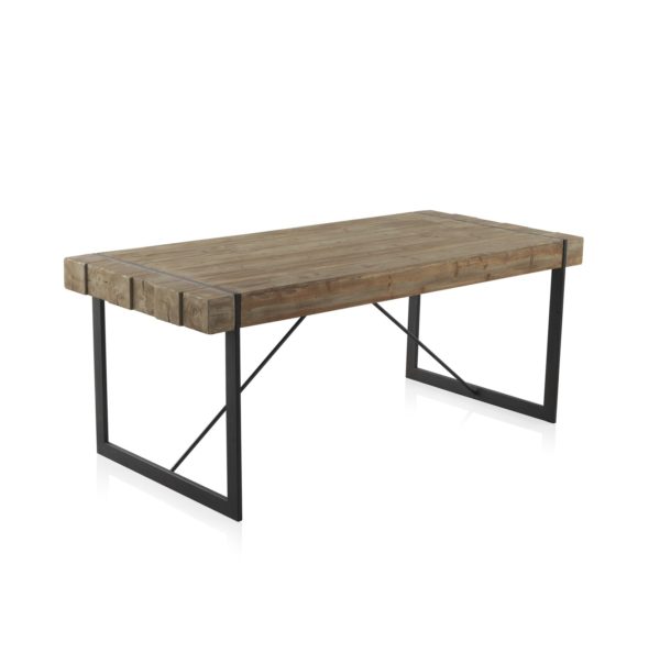 8007 Mesa de estilo rústico industrial 200 hierro y madera