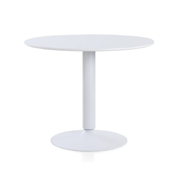 8397 Mesa redonda de estilo nórdico 100 Ø pie de acero blanco