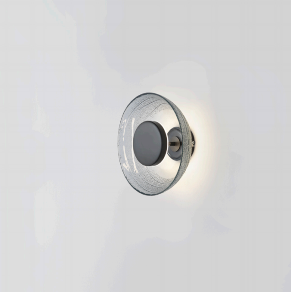A1178 Lámpara de pared aplique moderno GLASSY acero negro y vidrio reciclado