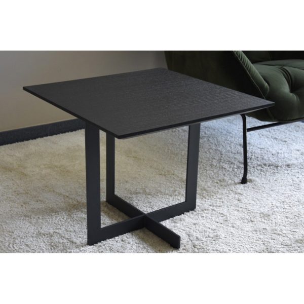 34H249N Mesa auxiliar de diseño moderno 60 madera color negro y metal grafito mate