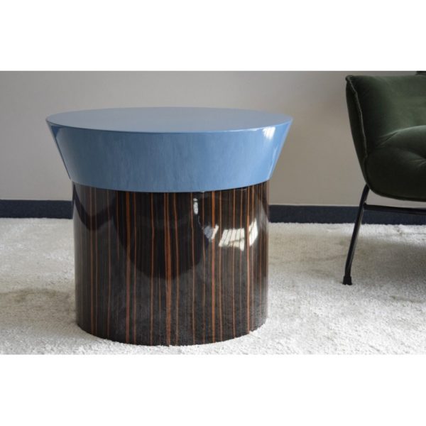 34H296EA Mesa auxiliar diseño moderno 60 madera ébano y color azul alto brillo
