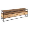 105692 Mueble de televisión de diseño industrial 180 madera de teka natural y metal negro - Imagen 4