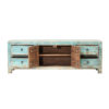 BK009 Mueble de televisión de diseño rústico vintage 170 madera azul claro desgastado - Imagen 2