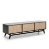 76431/18 Mueble de televisión de diseño nórdico 160 madera negro y gris tiradores metal dorado - Imagen 4