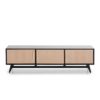 76431/18 Mueble de televisión de diseño nórdico 160 madera negro y gris tiradores metal dorado - Imagen 3