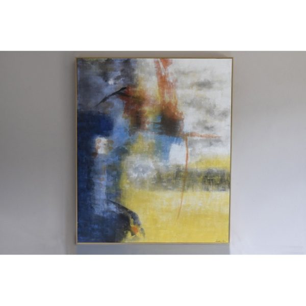 34SI2541 Cuadro abstracto 100x120 pintura sobre lienzo marco madera natural
