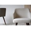 34IH005C Silla con reposabrazos diseño Art Decó tapizado beige y gris y patas madera y metal - Imagen 5