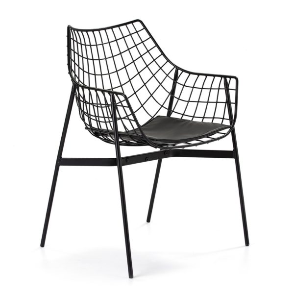 25682/00 Silla de diseño moderno metal negro con cojín