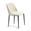 25674/00 Silla de diseño moderno tapizado tela blanca y patas de metal negro - Imagen 4