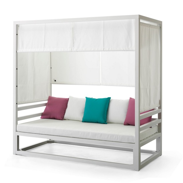 versus colorante Atajos 10110 Sofá cama para exterior SANTORINI 100×200 aluminio y poliéster blanco  | PRIMERA AVENIDA