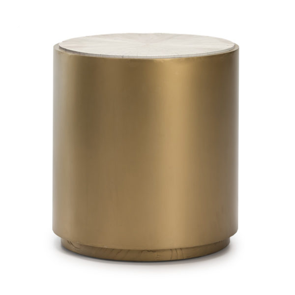 16016/00 Mesa auxiliar de diseño Art Decó 55 madera blanco y metal dorado