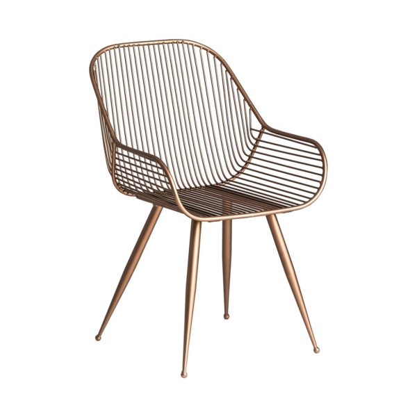 25272 Silla de diseño industrial Art Decó JOUTEL hierro color oro viejo