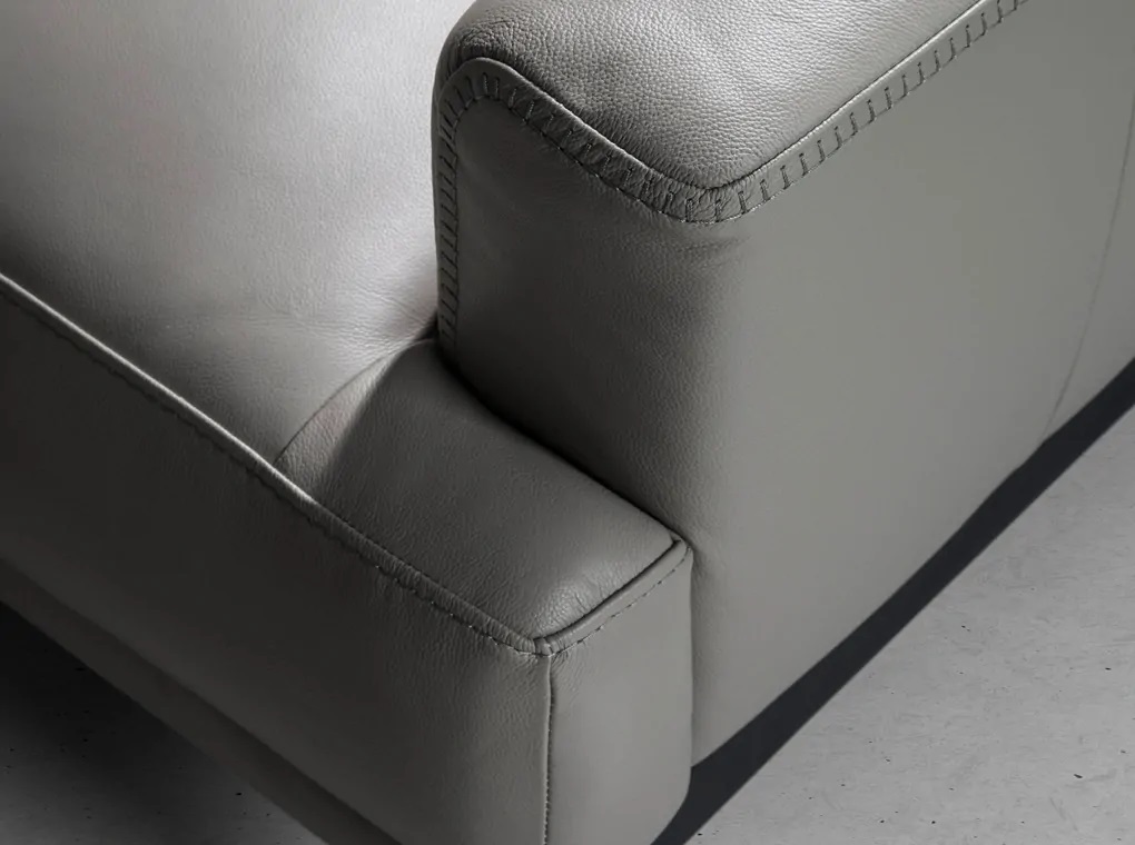 5653-3P Sofá de diseño 219 en piel y patas altas de acero inoxidable - Imagen 7