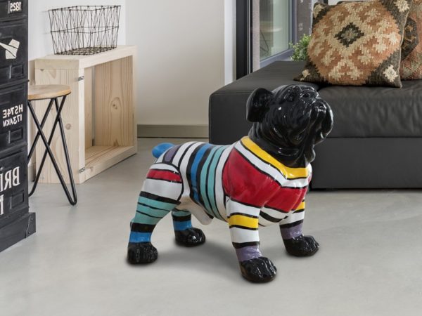 452193 Figura decorativa Bulldog 55 fibra de vidrio multicolor