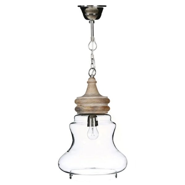 52830 Lámpara de techo de estilo industrial cristal y madera