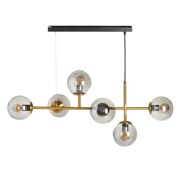 107158 Lámpara de techo de diseño vintage metal oro y tulipas cristal