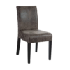 94626 Silla de diseño moderno ratán y polipiel gris con patas de madera negro - Imagen 6