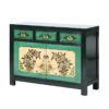XN790 Aparador de diseño oriental 117 madera verde y motivos florales - Imagen 5
