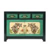 XN790 Aparador de diseño oriental 117 madera verde y motivos florales - Imagen 2
