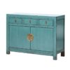 XN760 Mueble aparador de diseño oriental 117 madera turquesa con desgastes - Imagen 5
