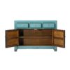 XN760 Mueble aparador de diseño oriental 117 madera turquesa con desgastes - Imagen 3