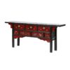 A177 Consola de diseño oriental 200 madera antigua marrón y rojo motivos florales - Imagen 4
