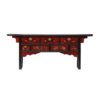 A177 Consola de diseño oriental 200 madera antigua marrón y rojo motivos florales - Imagen 2