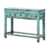 XN737 Consola de diseño oriental 111 madera antigua verde claro con desgastes - Imagen 4