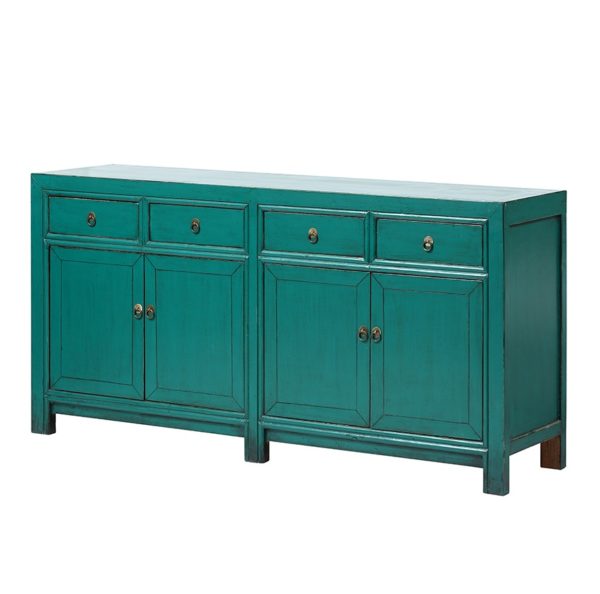 XN754 Mueble aparador de diseño oriental vintage 170 madera con 4 puertas y cajones