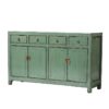 A169 Mueble aparador de diseño oriental vintage 160 madera color verde con desgastes - Imagen 2