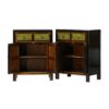 XN734 Pareja de mesitas de noche de diseño oriental 66 madera con motivos florales - Imagen 2