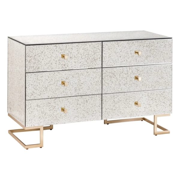 151282 Aparador de diseño Art Decó 130 cristal espejo con hierro acabado oro satinado