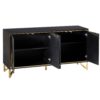 121967 Aparador de diseño Art Decó 160 madera y cristal espejo negro con dorado - Imagen 4