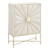 151042 Armario de diseño Art Decó 91 madera blanco rozado y metal oro viejo - Imagen 6